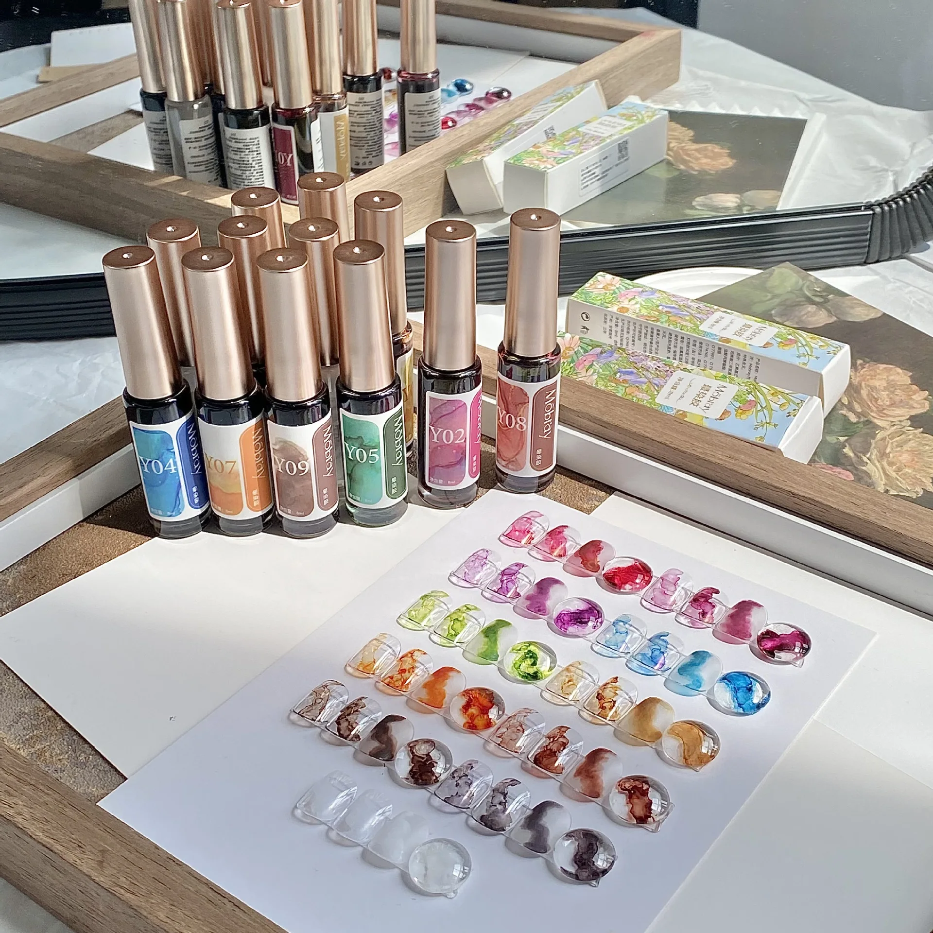 

12 цветов, 8 мл, акварельный градиентный мраморный гель для ногтей, быстросохнущий мраморный окрашивающий дизайн ногтей, замачиваемый УФ-светодиодный гель для маникюра