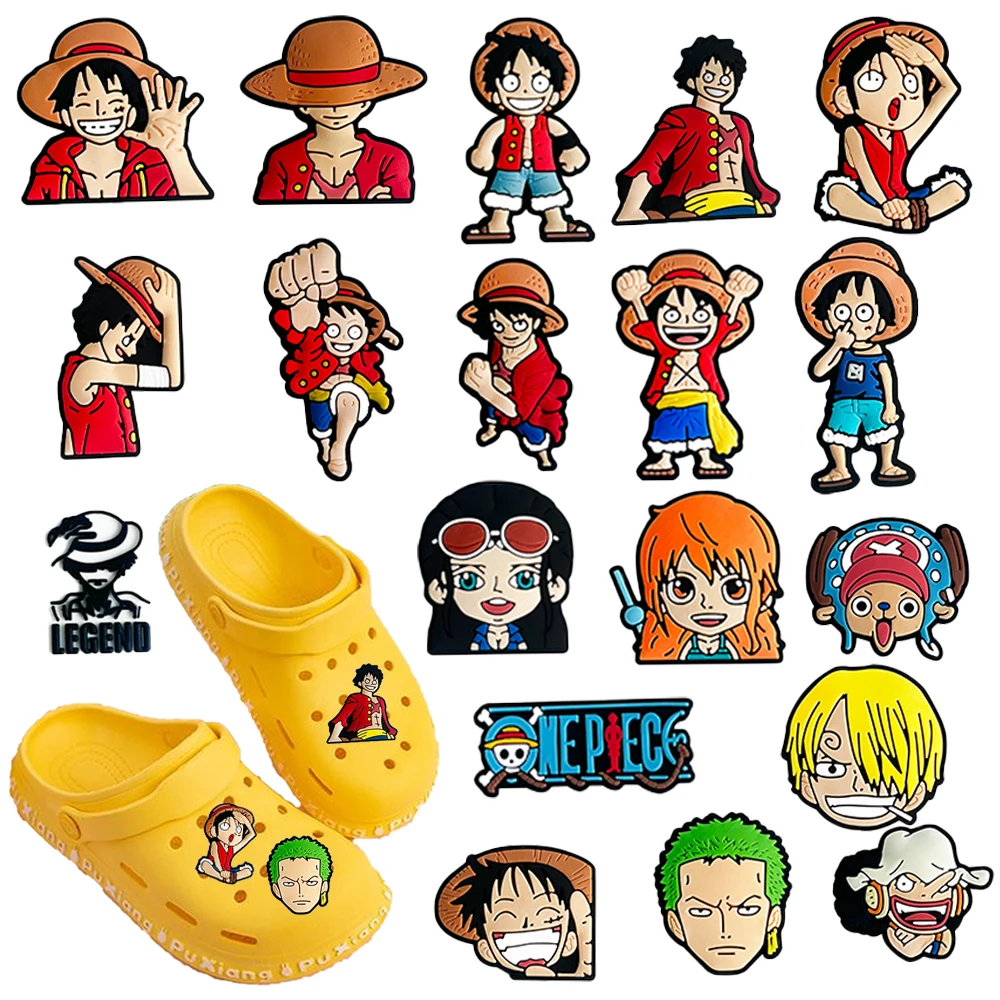 19-teiliges Set Trendige Japanische Anime-Serie PVC-Schuhzubehör Armbänder Pantoffel-Dekoration DIY Kreativität Schuhzubehör Geschenke