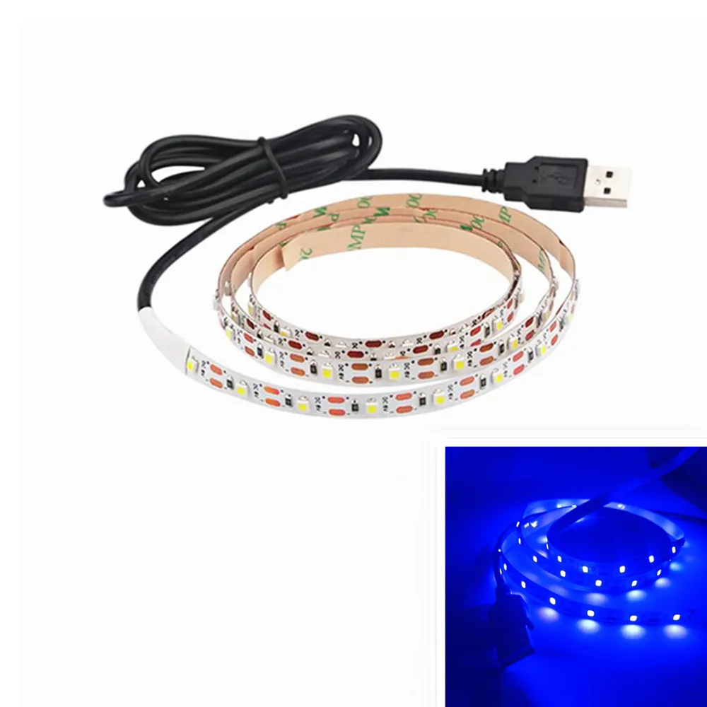 5 M USB LED 스트립 조명 5V 3528 1 M 5 M, 따뜻한 쿨 화이트 핑크 그린 블루 레드 SMD 리본 천장 캐비닛 라이트 방수