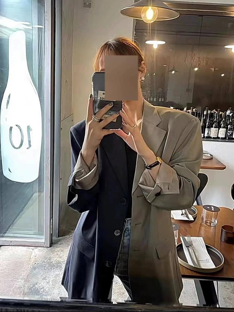 

Корейский стиль: пиджак из тонкой шерсти с пуговицами и декоративными вставками, свободный крой, длинный рукав, для повседневной носки весной.