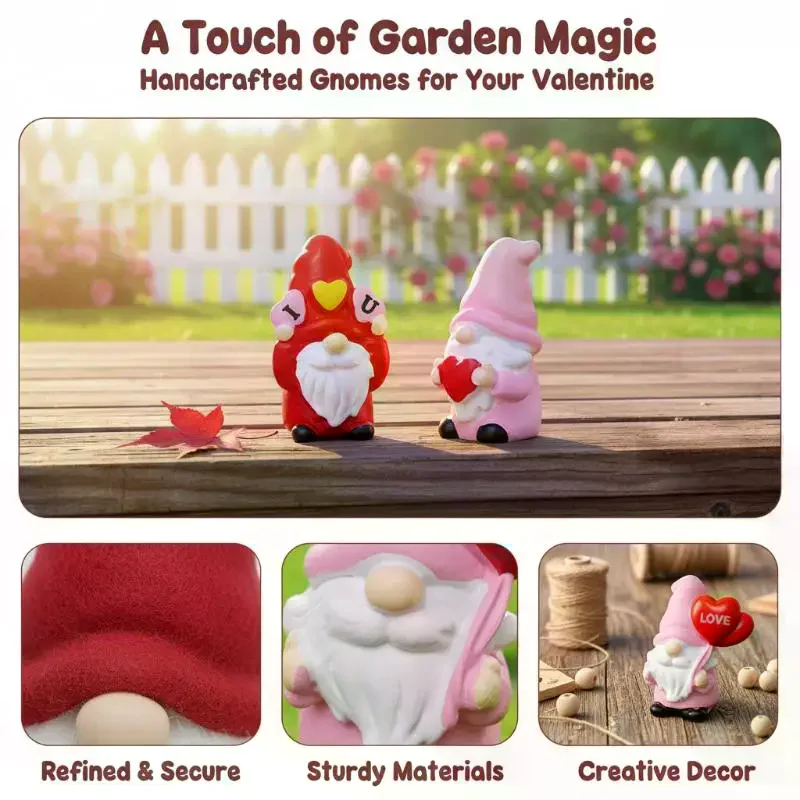 4pcs Mini Love Dwarf Figurine Miniature Resin Mushroom Gnome Doll Garden Landscape Craft DIY Ornaments Desktop Decoration Gifts