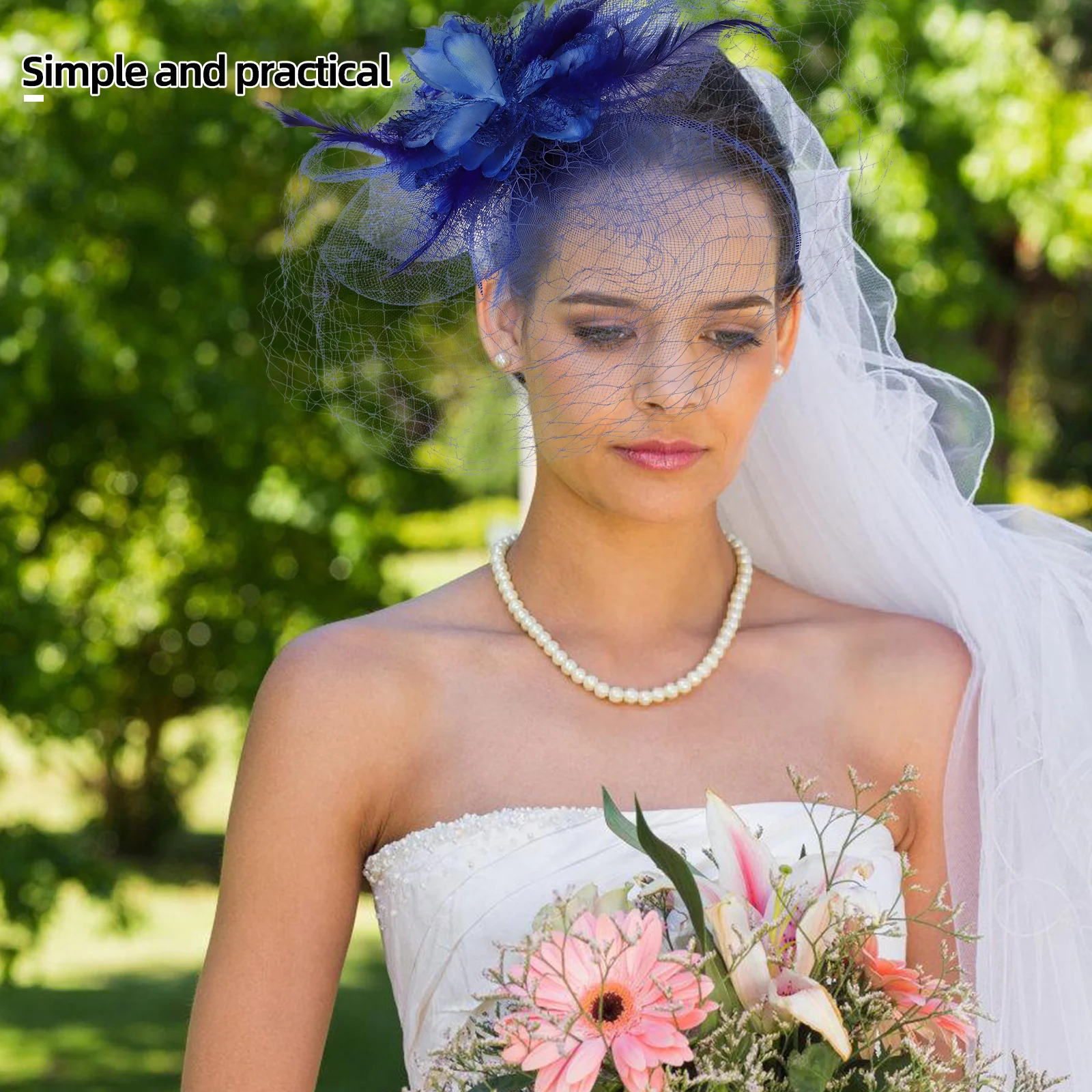 

Net Tulle Headband Flower Bride Headdress Wedding Party Masquerade Carnival Costume Women Hair Accessory Decor