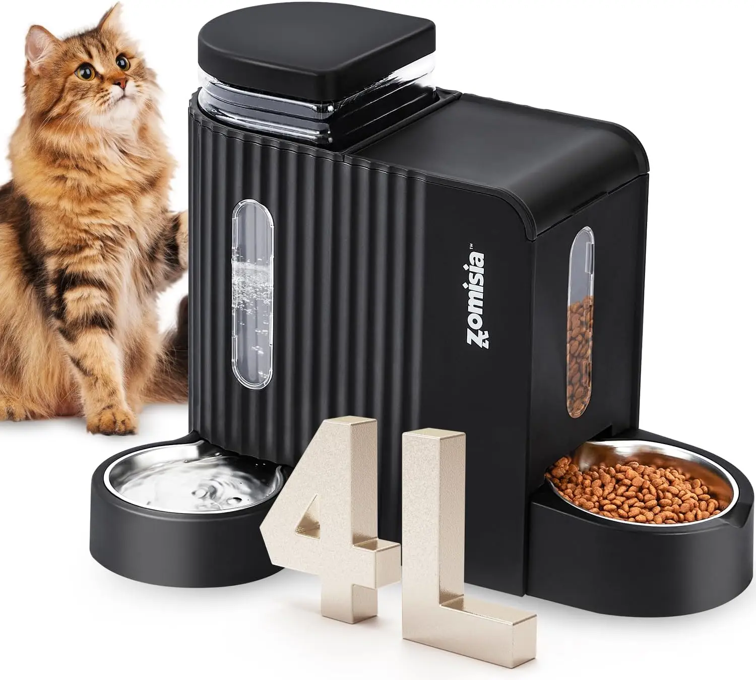 

Automatic Gravity Pet Feeder and Water Dispenser with Stainless Steel Bowls, Large Capacity for Cats Dogs Rabbits