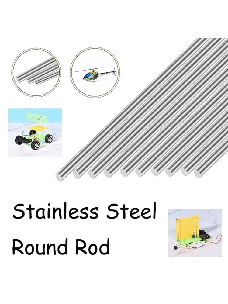 5 pièces 304 tige en acier inoxydable diamètre 0.8 ~ 4.5mm arbre linéaire barre de terre ronde 330mm/500mm pour bricolage modèle de voiture, modèle d'hélicoptère