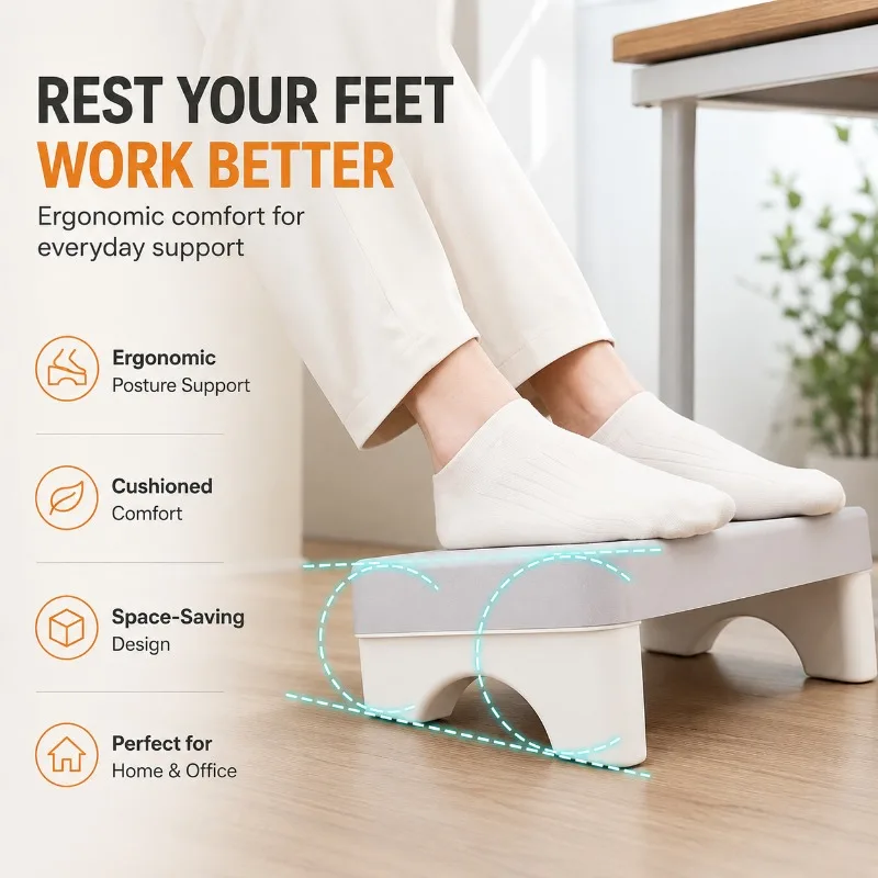 Foot Rest Stool Household Under Desk Foot Pedal for Office Toilet Use Adult Leg Support Bracket Portable Feet Rest Platform