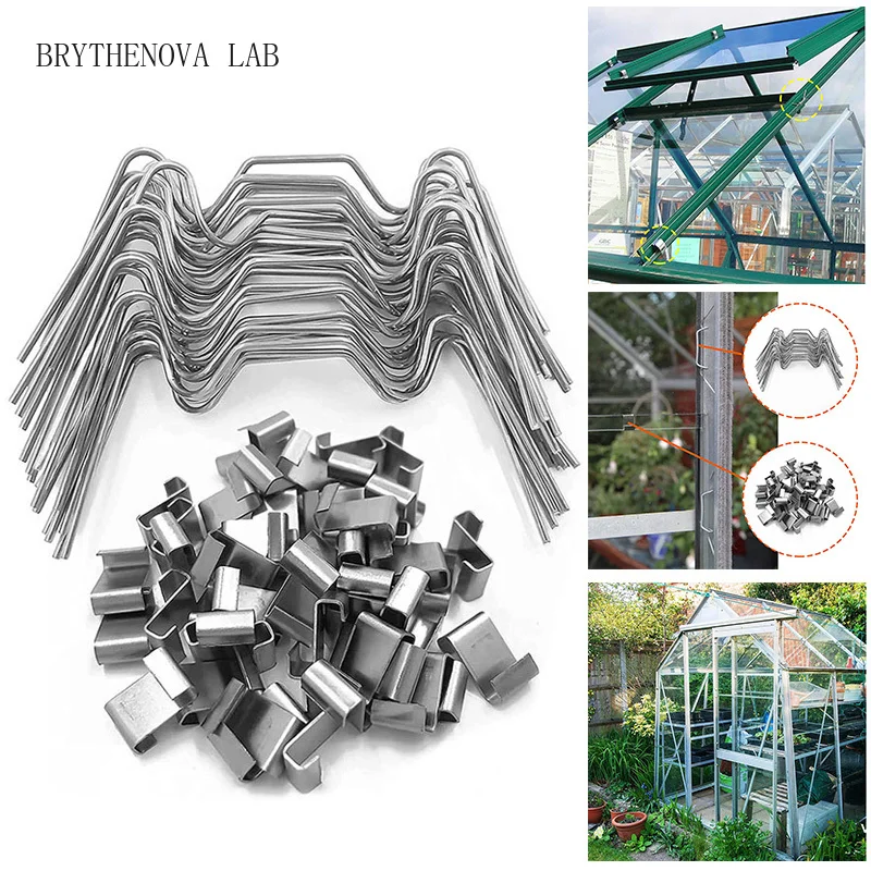 100pcs 50/ Greenhouse Glass Fixed Clip Stainless Greenhouse Glazing Overlap Green Clamps House Window W Type Z Type Fixing Clips
