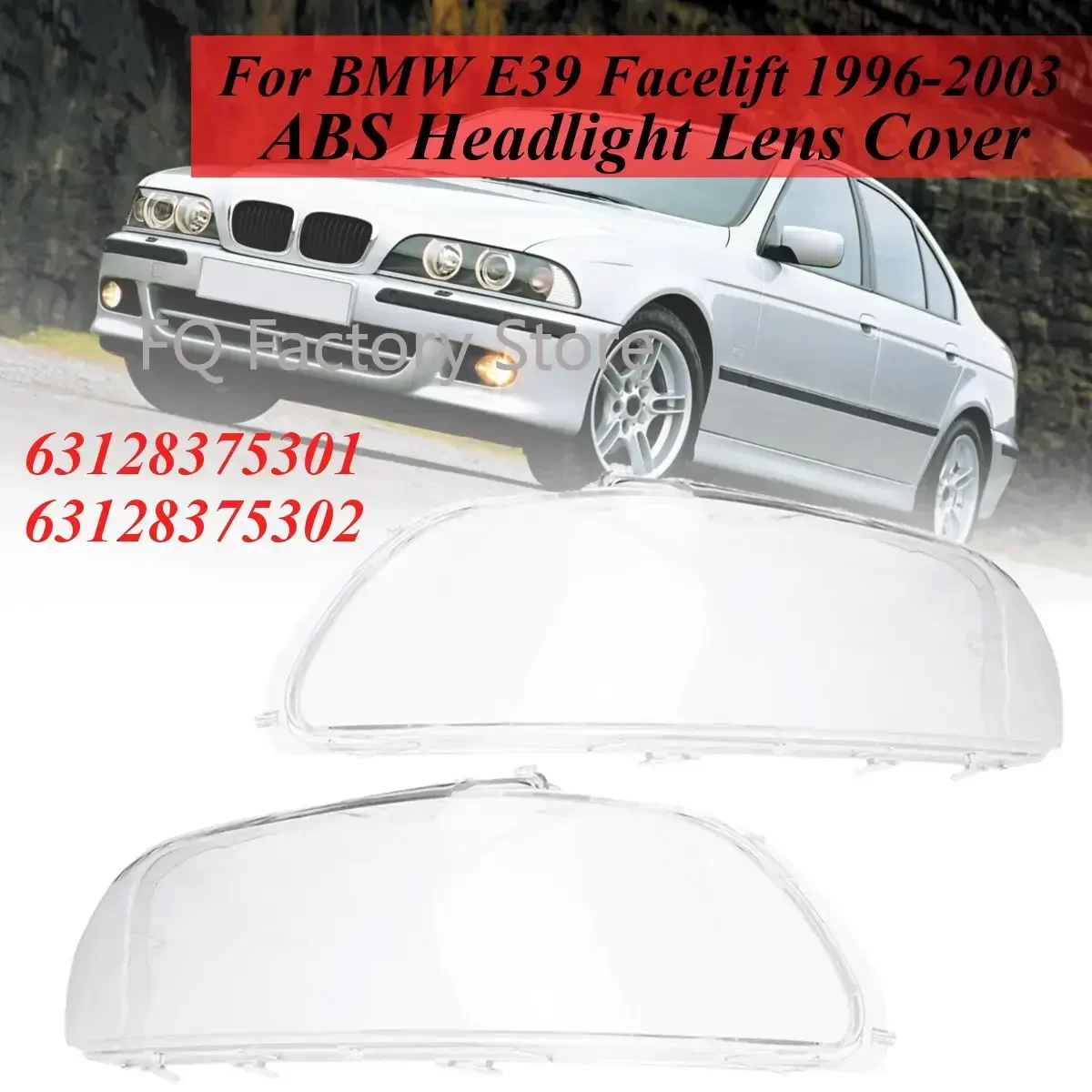 

Pair Car Headlight Lens Cover or Headlight Strips For BMW E39 4-Door Facelift 1996-2001 2002 2003 #63128375301 63128375302