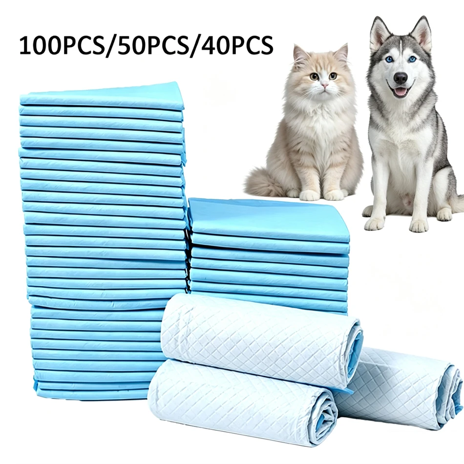 100/50/40/20PCS Tapis absorbants jetables pour animaux de compagnie, coussinets d'apprentissage pour chiens et chats, coussinets nettoyables à sec, fournitures pour animaux de compagnie, pañales para mascotas