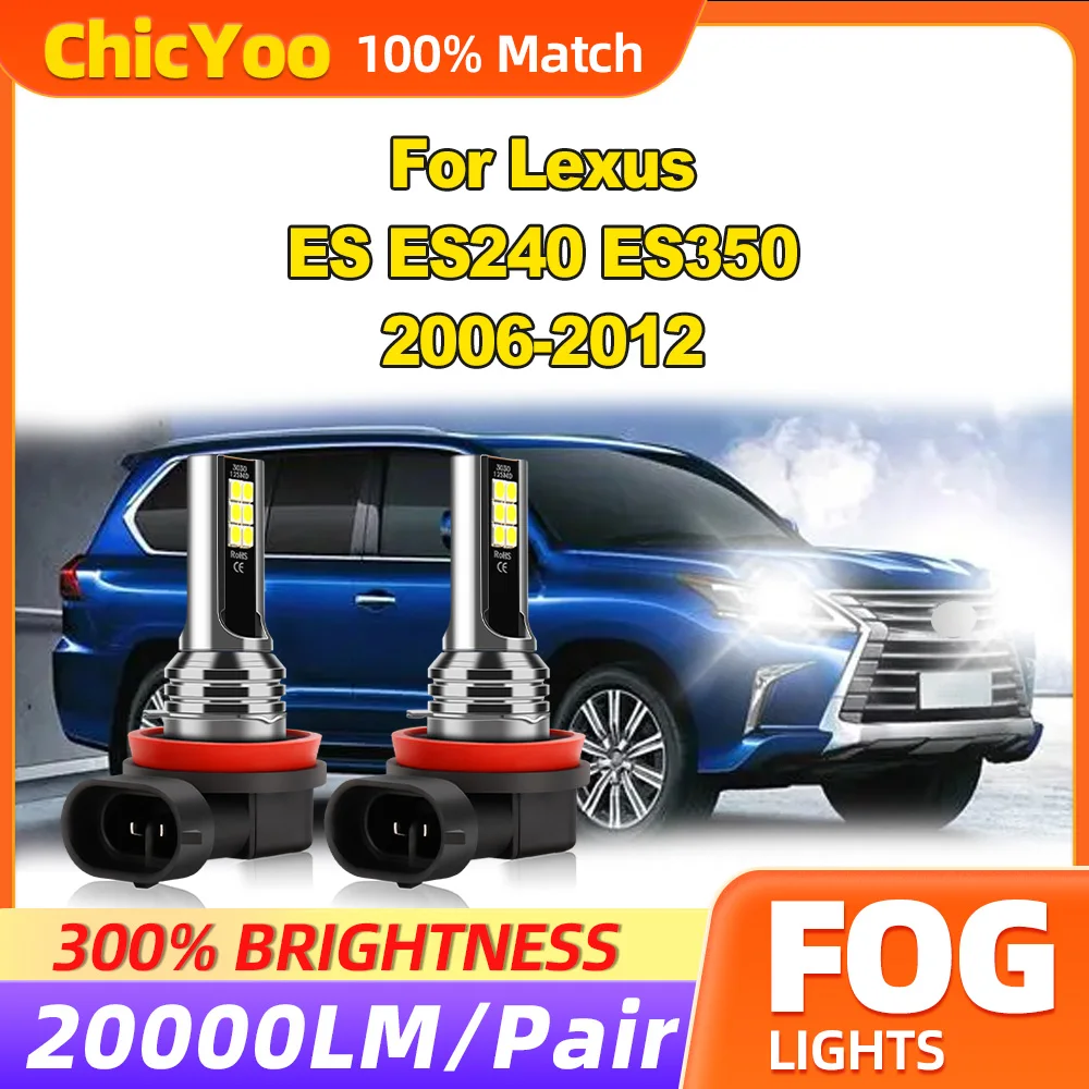 60W CSP Chips LED Fog Lights 20000LM Fog Lamps 12V 6000K White For Lexus ES ES240 ES350 2006 2007 2008 2009 2010 2011 2012