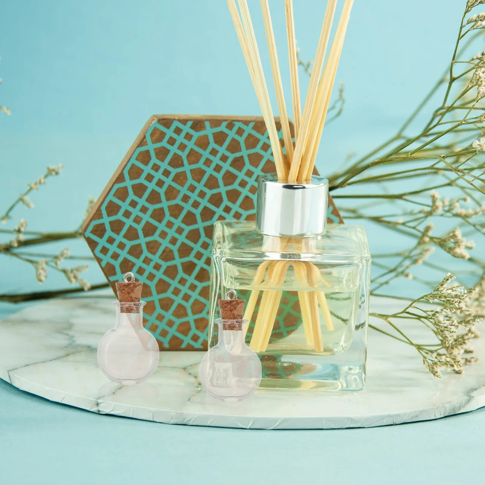 

20Pcs Small Wishing Bottles Clear Glass Jars with Wood Stoppers for DIY Art Crafts Decoration Gift Message Jar Set