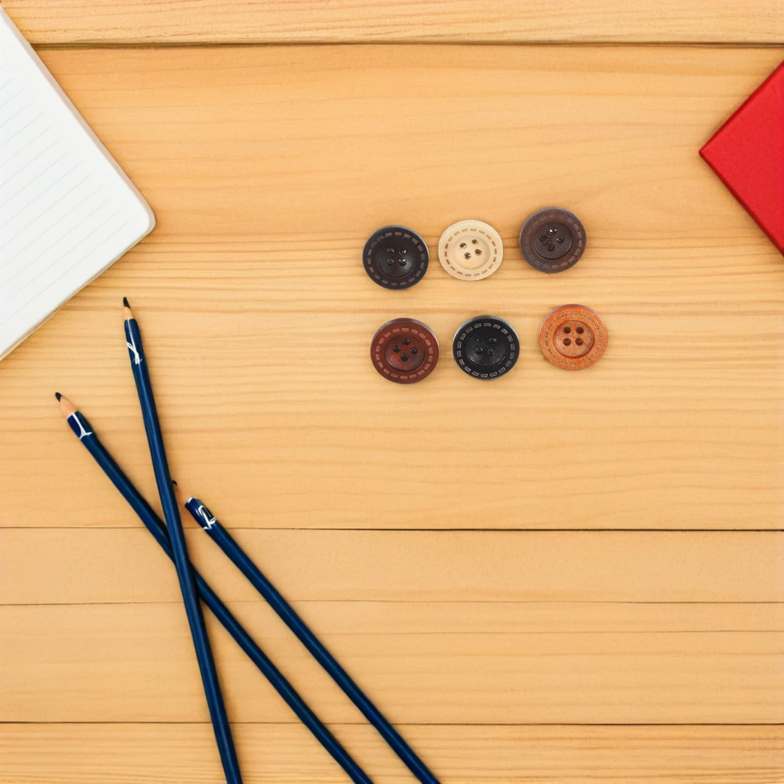 

50Pcs Vintage Wood Buttons Thumbtacks Easy Installation for Photo Wall Memo Boards Decor Wooden Push Pins Wood Push Pins