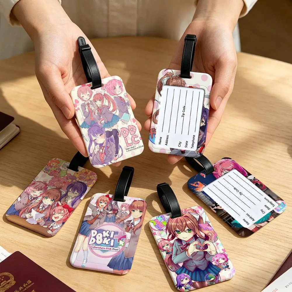 D-Doki-Dokies Anime L-Literature Cartoon Club PVC Anti lost Baggage Tag With Info Card Lightweight Luggage Identification Label