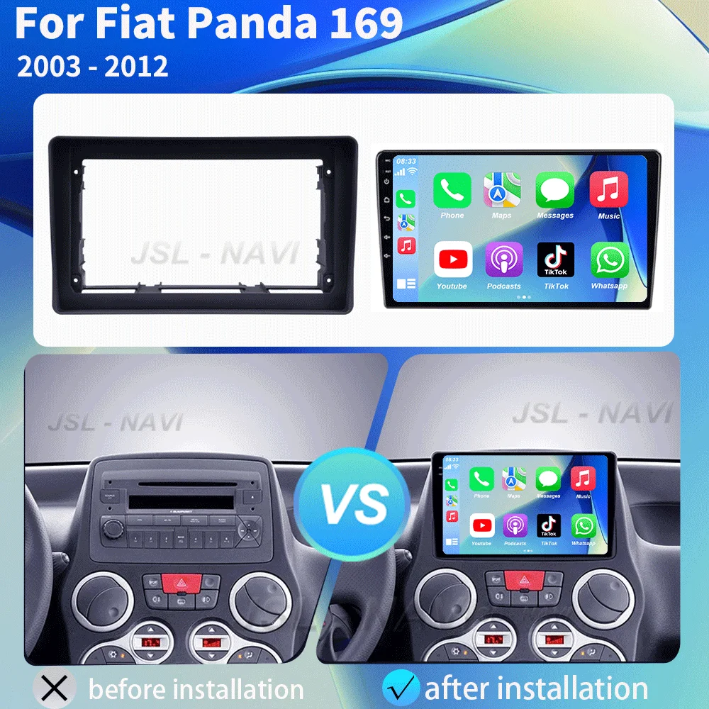 Car Radio Android 16 For Fiat Panda 169 2003 2004 2005- 2012 Carplay Auto GPS Navigation 360 Camera Stereo 2 Din Video Player BT