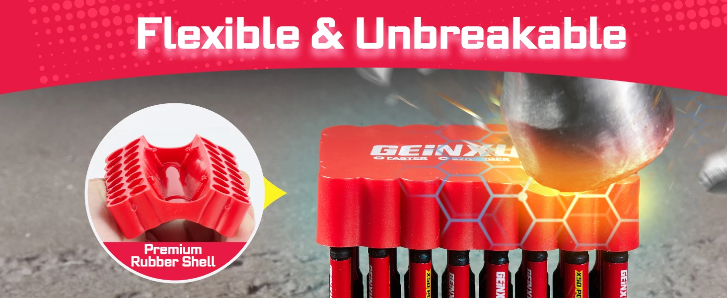 Geinxurn 33-teiliges Schlagschrauber-Bit-Set, 5,1 cm magnetisch (PH/SQ/Torx/Hex/Schlitz), S2-Stahl-Bits mit Bithalter und weicher Basis – Detail 3