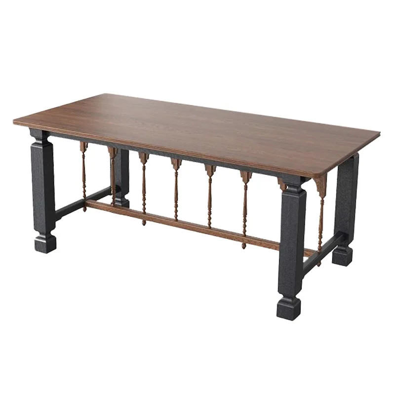 

Solid wood Garlanka large board table retro two-color full solid wood dining table small apartment home restaurant dining table