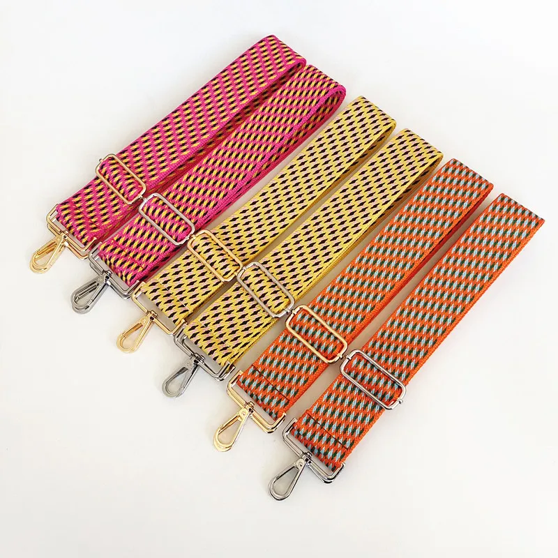 IGNICASE Ethnic Style Color Striped Wide Shoulder Strap Adjustable Women's Bag Strap Thousand Shoulder Messenger Bag Accessories