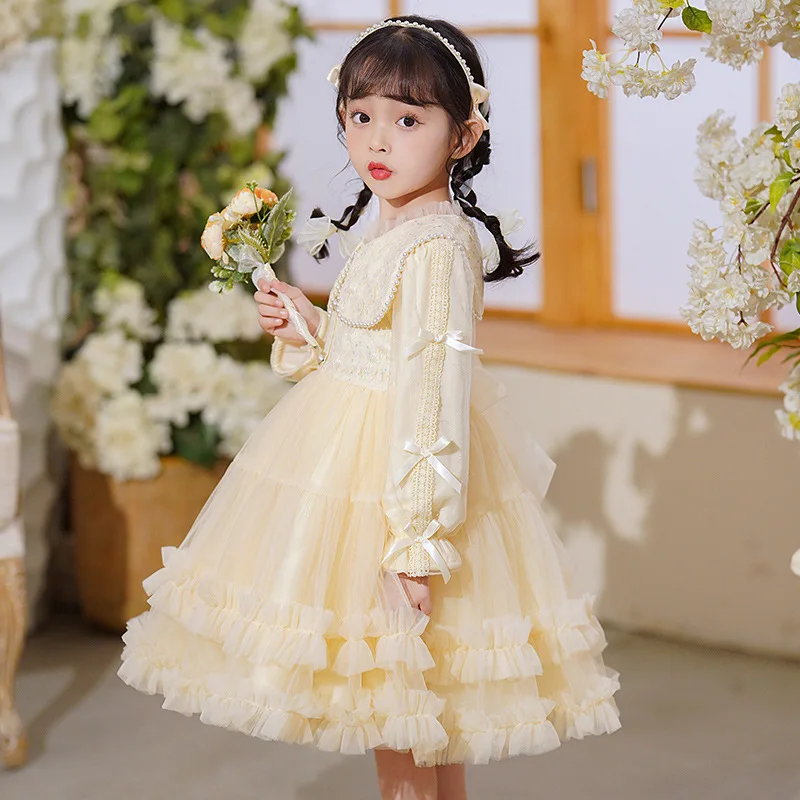 Girls Princess Skirt Spring and Autumn New Lolita Evening Dress Birthday Host Piano Performance Costume