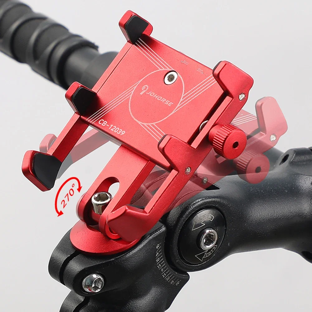 

Aluminum Alloy Bicycle Cell Phone Holder Rotatable Phone Navigation Stand with 6mm Screw Cushioning Pad for Stem/Handlebar Mount