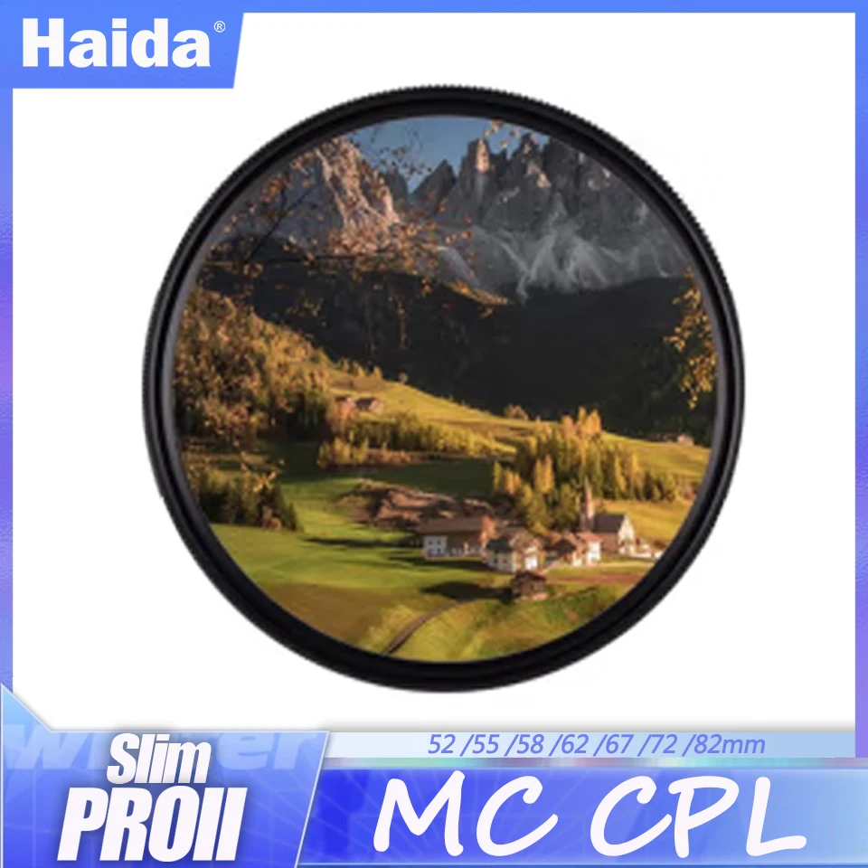 Haida Slim PROII MC CPL Filter for Camera Lens Increase Saturation to Eliminate Reflections 52/55/58/62/67/72/82mm