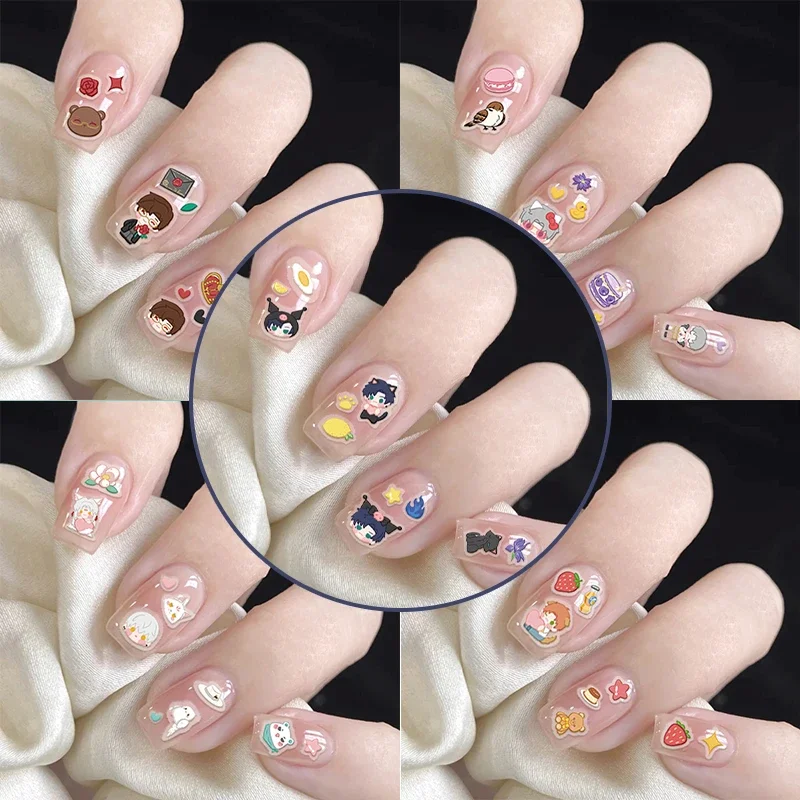 Light and Night Cute Cartoon Chibi Xiao Yi Lu Chen Cute Big Head Nail Stickers Christmas Cake Otome Game Otaku Nail Art Decals