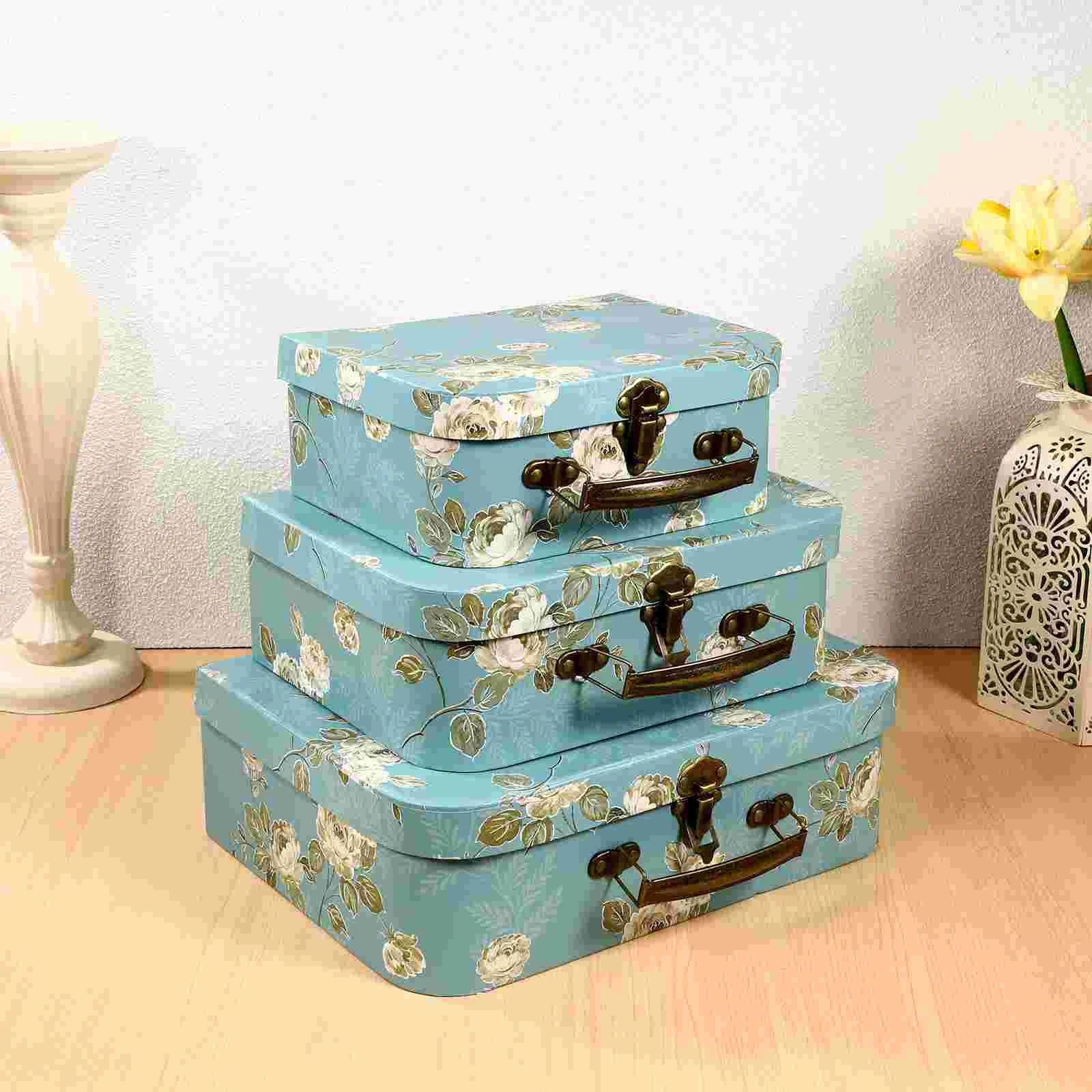 

3 Pcs Three Piece Gift Box Paperboard Suitcases Cardboard Storage Boxes with Lids Decorative Photo Child