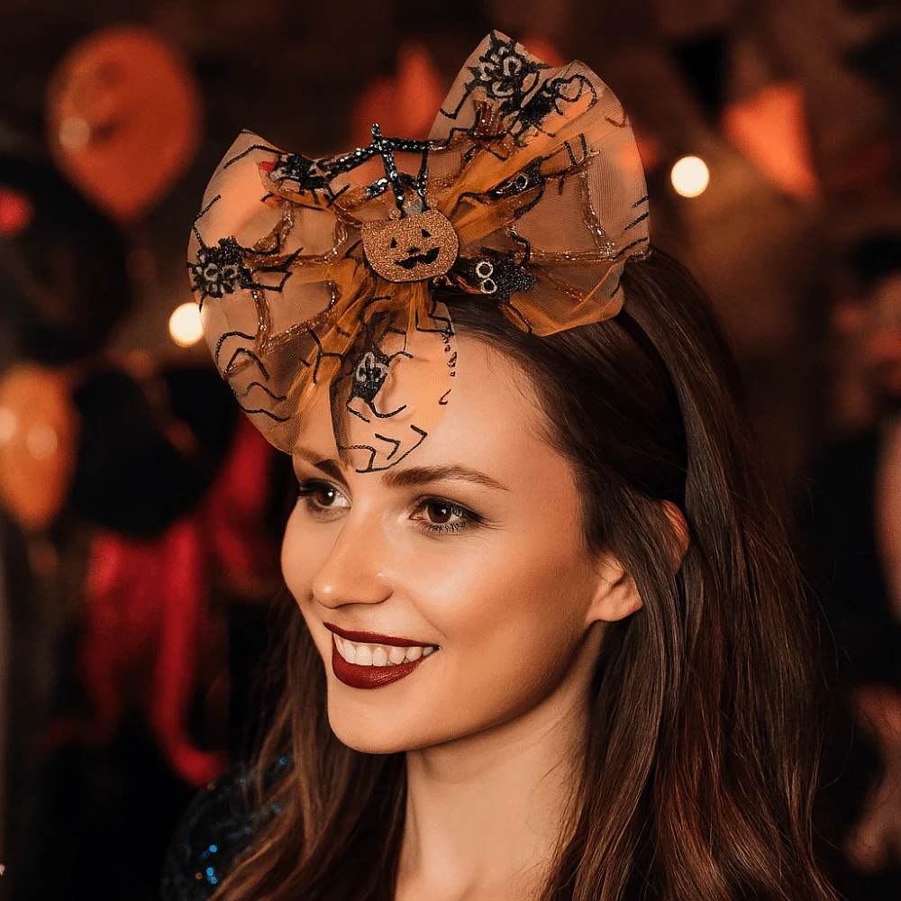 

Funny Bat Halloween Hair Hoop Pumpkin Mesh Spider Headband Plastic Polyester Festival Hair Accessories Women