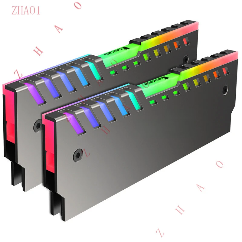 Z   2-Pack for LED Memory Cooling Aluminum RAM Radiator RGB PC Case for DIY Game Chassis