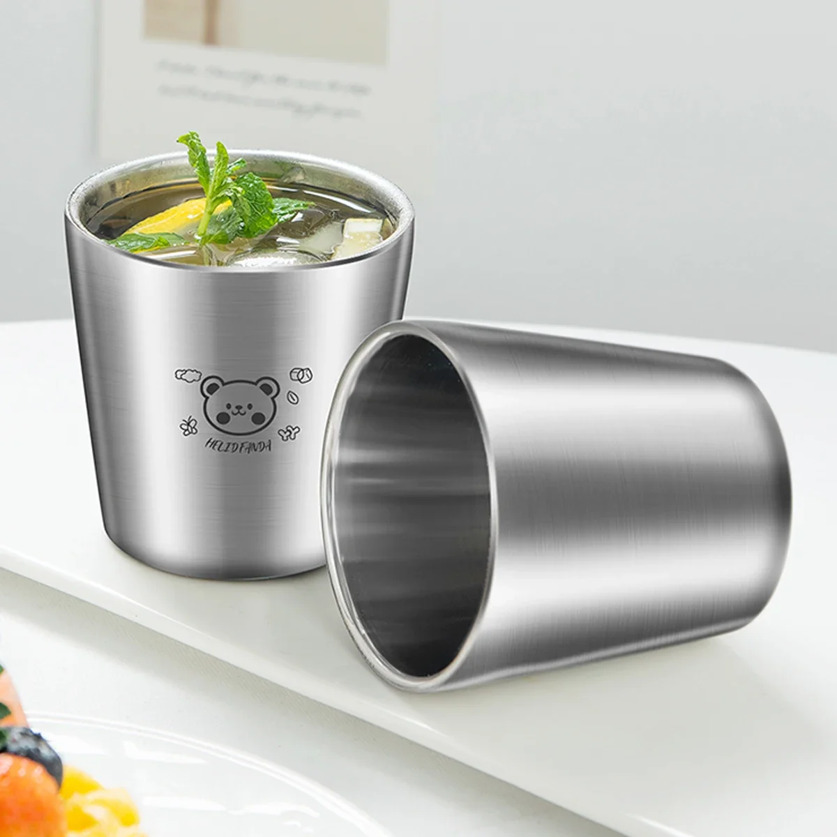 Beer Cup Stainless Steel Double Layer Beer Mugs With Scale Anti Scalding Fall Prevention Whisky Wine Beer Glass