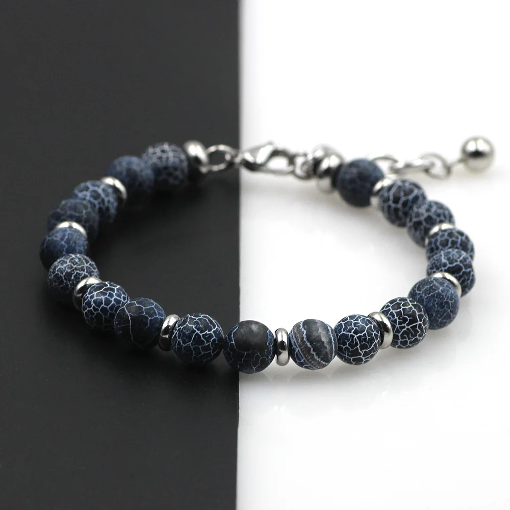 8 مللي متر خرزات عين النمر الفولاذ المقاوم للصدأ سلسلة الملونة الحجر الطبيعي حبلا أساور الرجال النساء سوار حلية الذكور مجوهرات هدايا