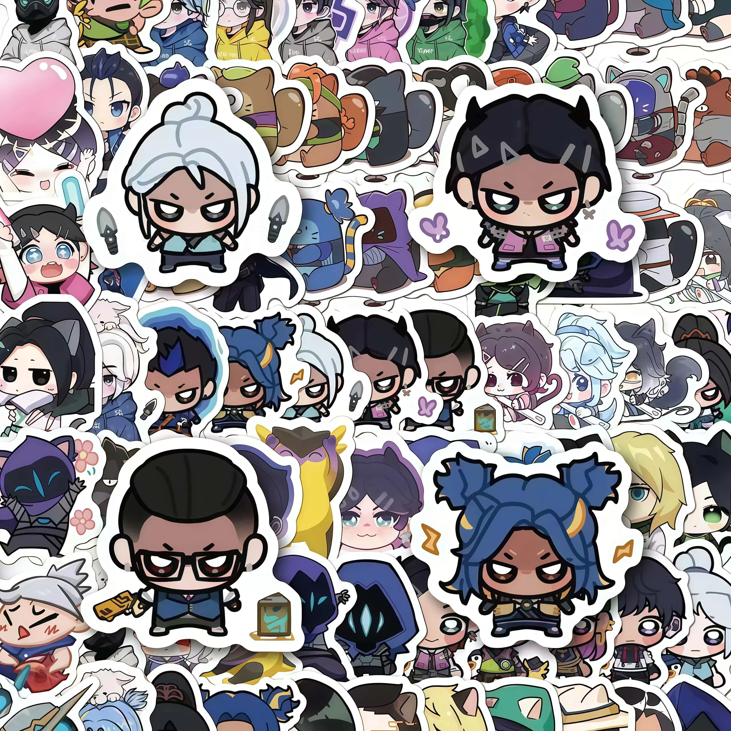 80Pcs Cute Chibi Valorant Character Stickers, Game Agent Cartoon Decals, Decorative Stickers for Laptop Water Bottle Scrapbook