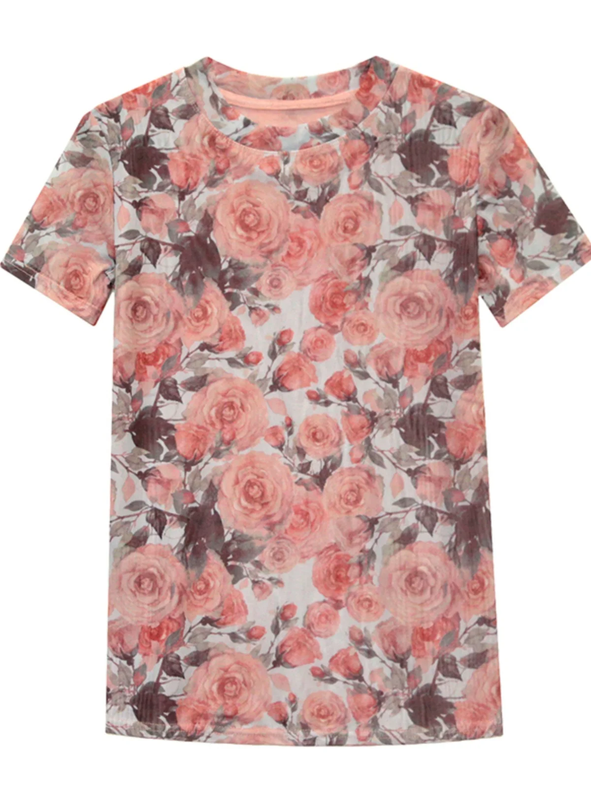 Retro Me T-Shirt Damen Ort Sve Summer Age-Defng Schöner Druck Slim Fit Vielseitiges rundes Ne Top Koreanisches Sle