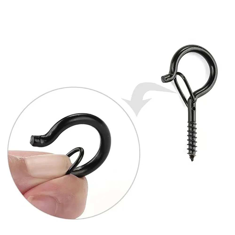 5Pcs Q Hanger Hooks Set with Safety Buckle Rustproof Screw Hooks for Hanging String Lights Plants Wind Chimes Holiday Decoration