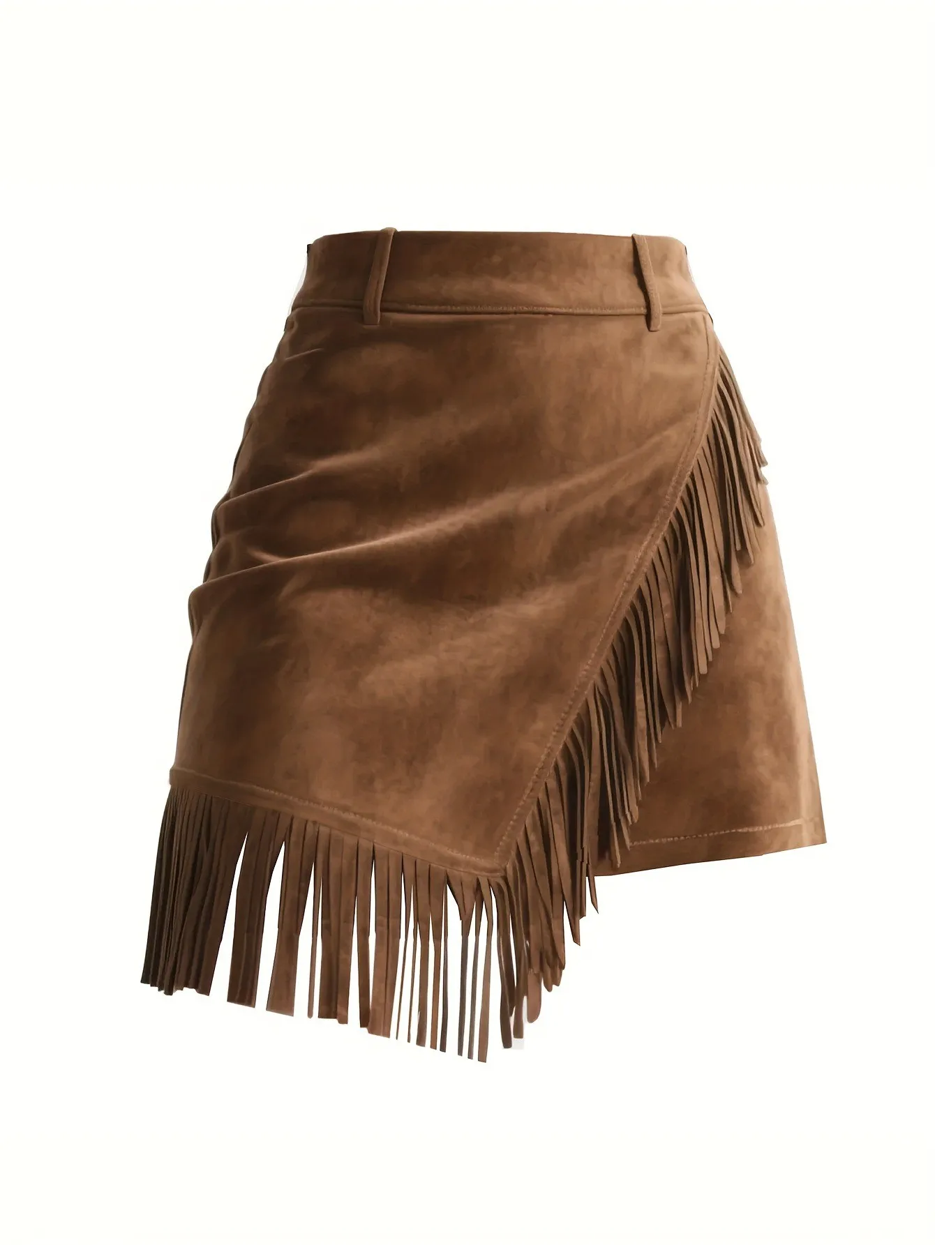Elegant Streetwear Skirt Midi Length with Asymmetric Design Wrinkle Effect Urban Street Style Micro Stretch Skirts for Women