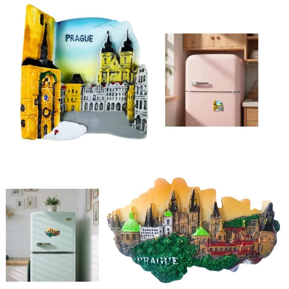 Fridge Sticker Prague Landmark Building Tourist Souvenir Czech Republic Magnetic Refrigerator Decal Collection Home Decor Gift