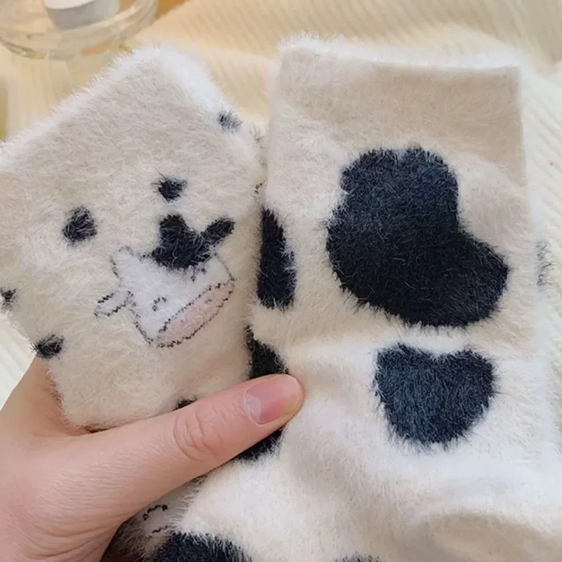 

Cow Mink Velvet Socks Winter Women Men Cartoon Soft Comfortable Plush In Tube Sock Thicken Warm Cows Spotted Sock Cute Accessory