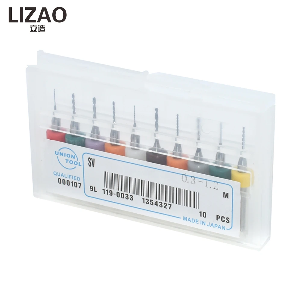 LIZAO 10pcs 0.3mm-1.1mm Micro PCB Drill Bits Tungsten Steel CNC Drilling Tool for Circuit Board Making Electronic DIY