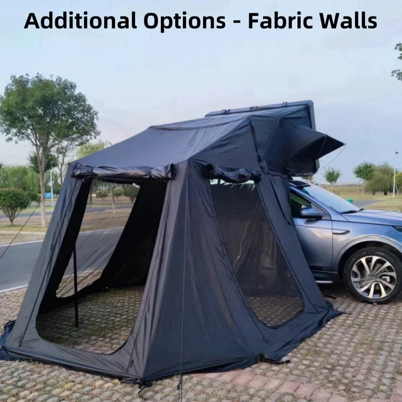 Large Side Opening Four Season Foldable Aluminum Shell Rooftop Car Tent Quick Automatic Opening One Bedroom Annex