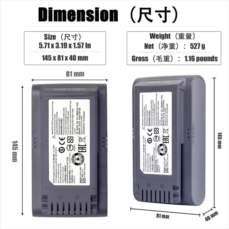[New] VCA-SBT90 for Samsung VS9000 Jet75 Jet90 Jet90E Vacuum Cleaner Battery 21.6V 3000mAh-5000mAh Replacement Lithium Battery