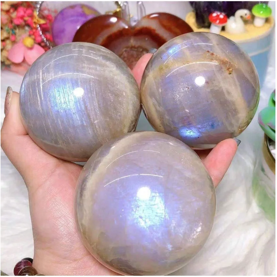 Natural  Moonstone Crystal Sphere Healing And Meditation, Healing Stones, Holiday Gifts