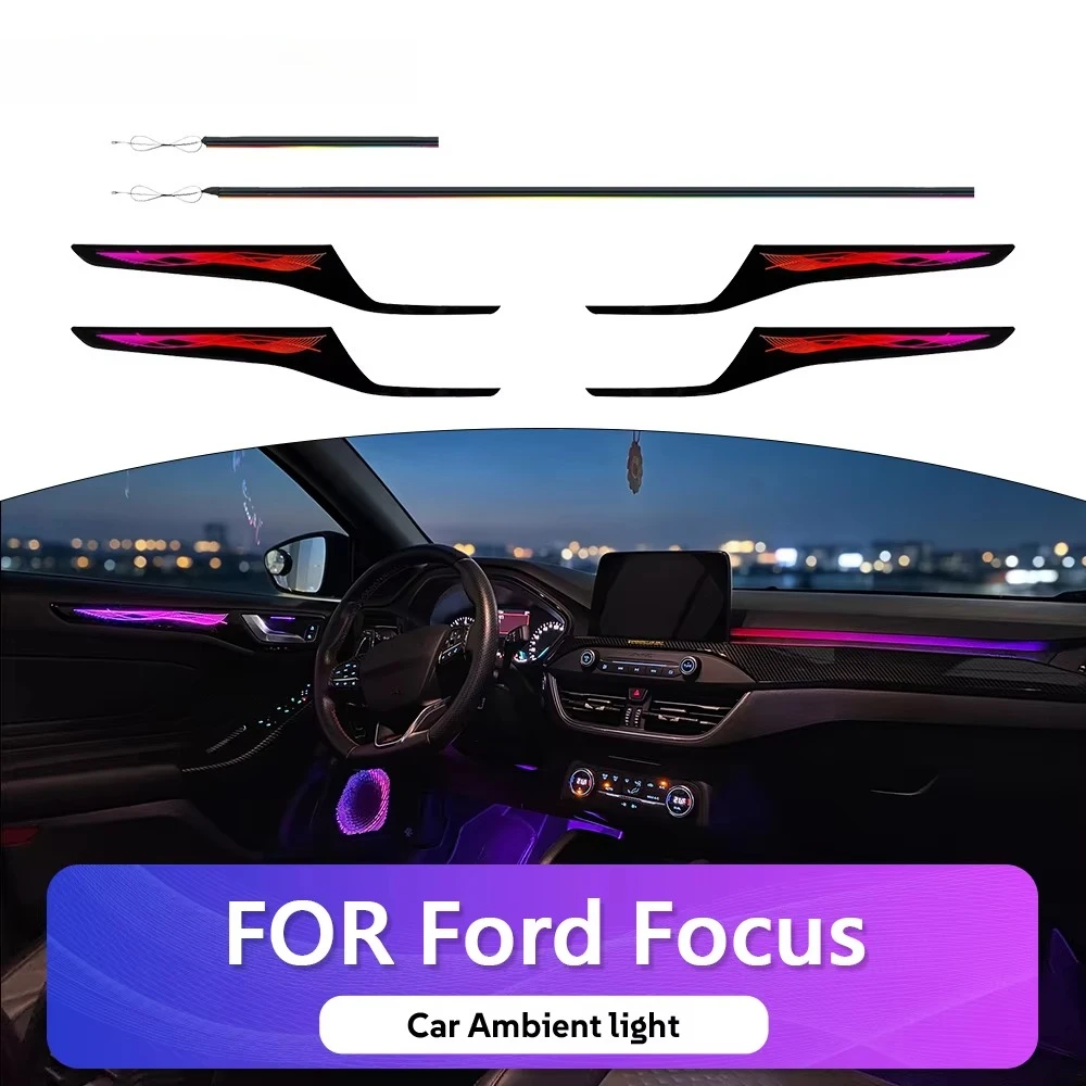 KYNCHO 64 Colors Interior Lighting for Ford Focus LED Car Ambient Light Bluetooth App Control 12V Auto Interior Lighting