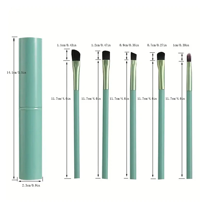 Cosmetische Penselen Oogschaduwborstel 5PCS Reizen Draagbare Mini Oogmake-up Kwasten Set Smudge Oogschaduw Eyeliner Wenkbrauwborstel Lip