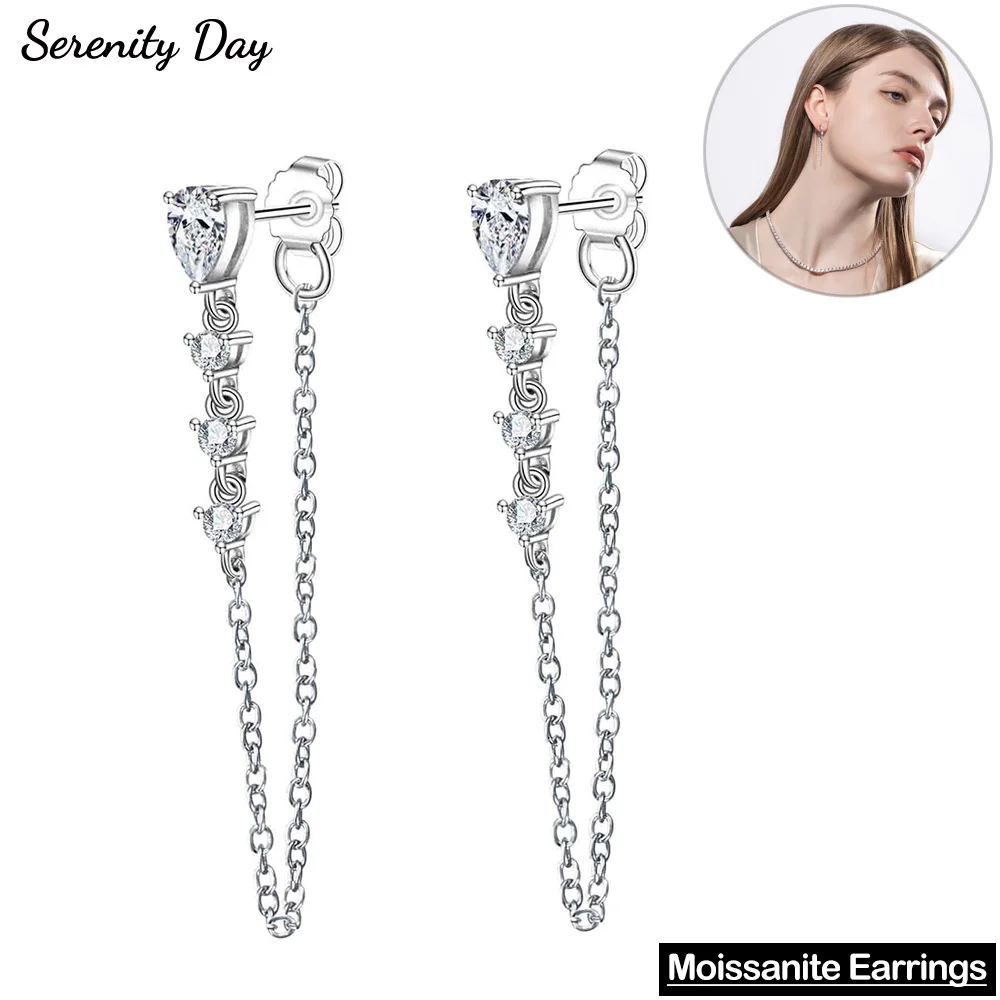 

Серьги Serenity 1,36 карата с муассанитом грушевидной огранки для женщин, подарок, 100% стерлинговое серебро S925, серьги с кисточками в форме капли воды, покрытые 18K GRA