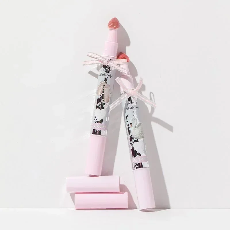 FLORTTE papillon noeud solide brillant à lèvres eau lumière paillettes clair rouge à lèvres glaçure gelée hydratant teinte pour les lèvres cosmétiques maquillage