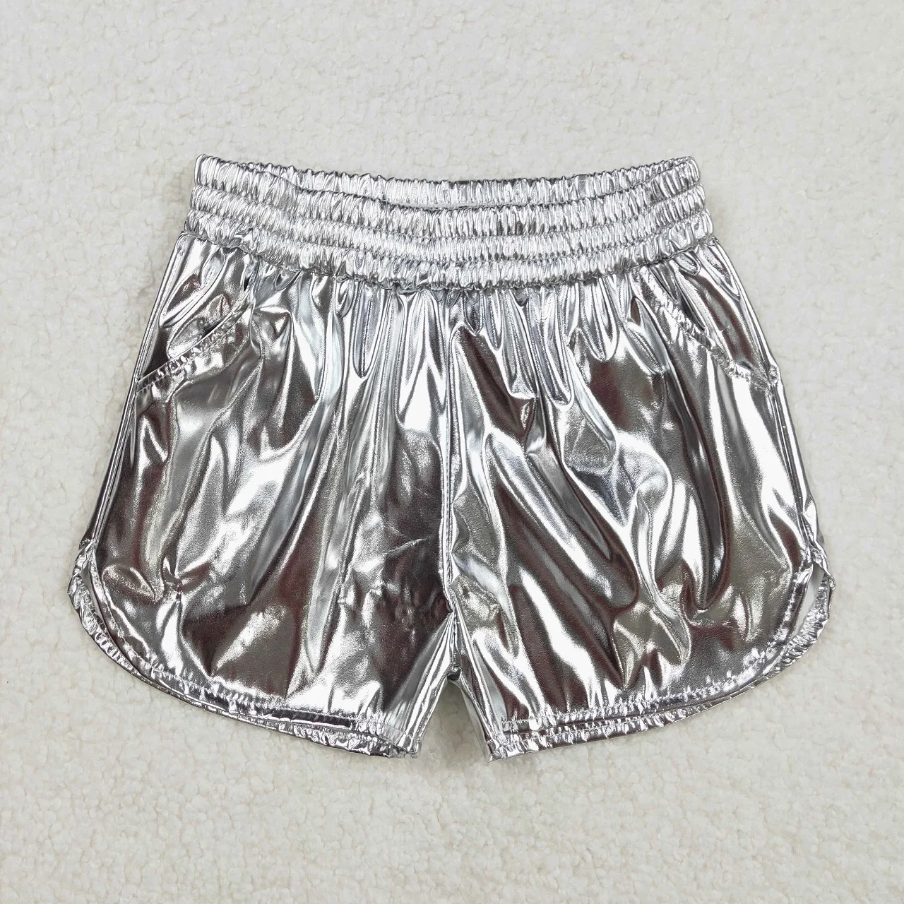 Wholesale Baby Girl Kids Leather Shorts Pockets Elastic Waist Bottom Children Toddler Boutique One-piece Clothing
