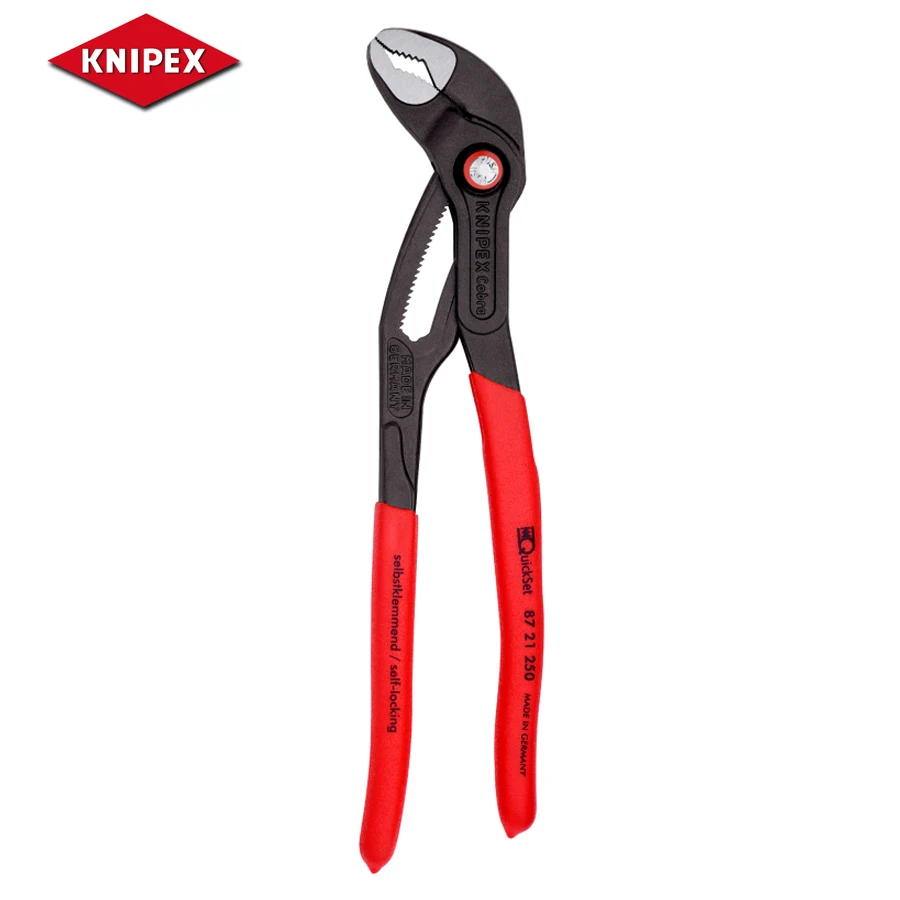 

Knipex 8721250 Cobra®Высокотехнологичные плоскогубцы для водяного насоса QuickSet Захваты 250 мм хромованадиевая электрическая сталь многоступенчатая закаленная маслом