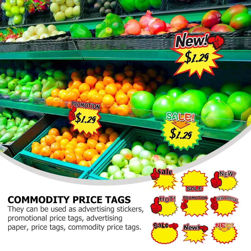 100 Pcs Tag Promotional Advertising Stickers Signs Shop Advertising Stickers Labels Display Notes