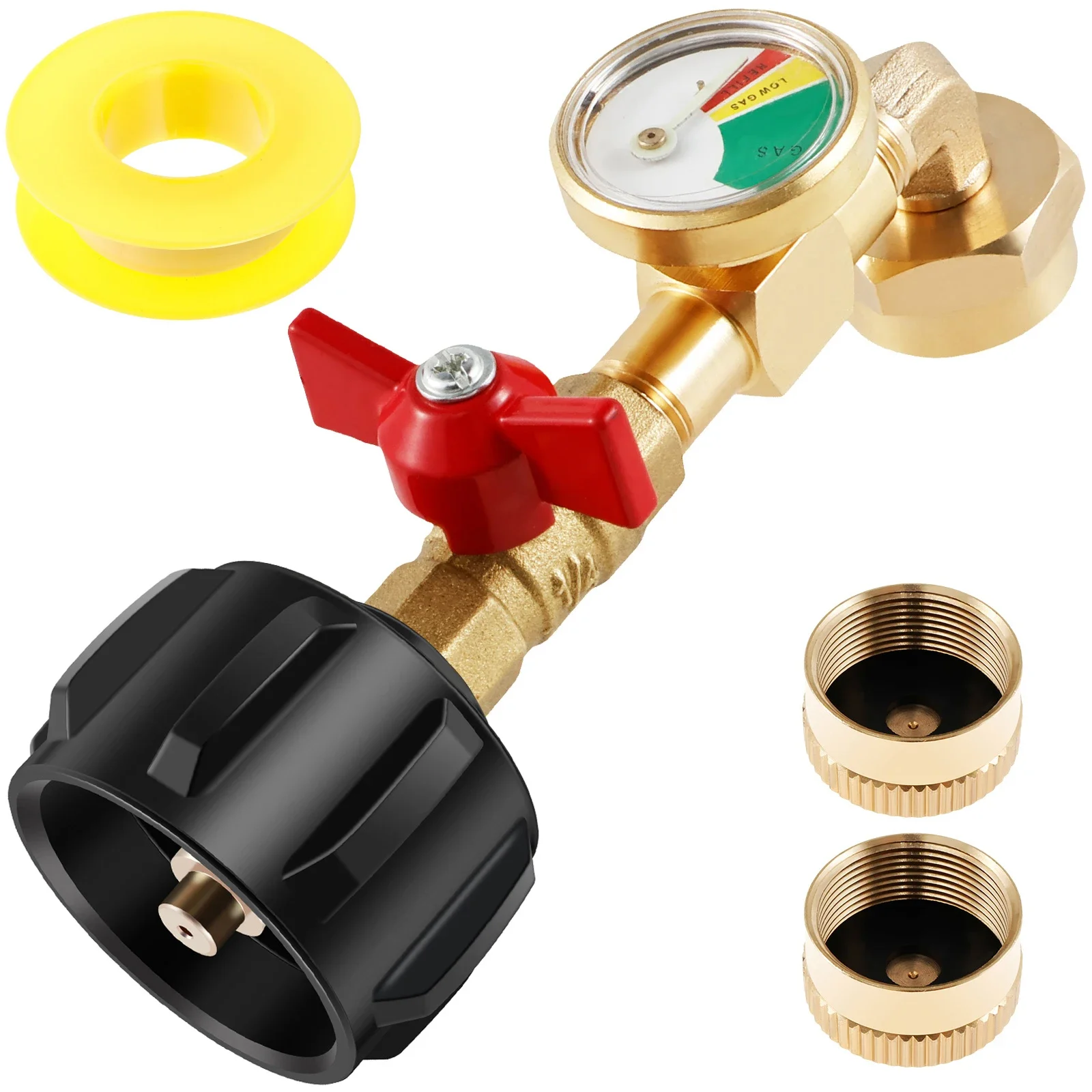 

Propane Refill Adapter with Valve and Gauge 90 Degrees Elbow Propane Tank Refill Adapter Solid Brass Propane Refill Elbow