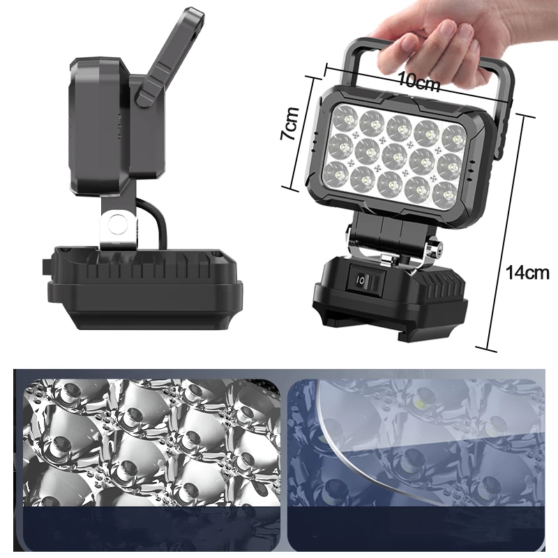 For Makita 14.4V-18V Li-ion Battery 15 Beads 3 inch LED Work Light Portable Lamp Outdoor Flashlight Camping Lamp Spotlight