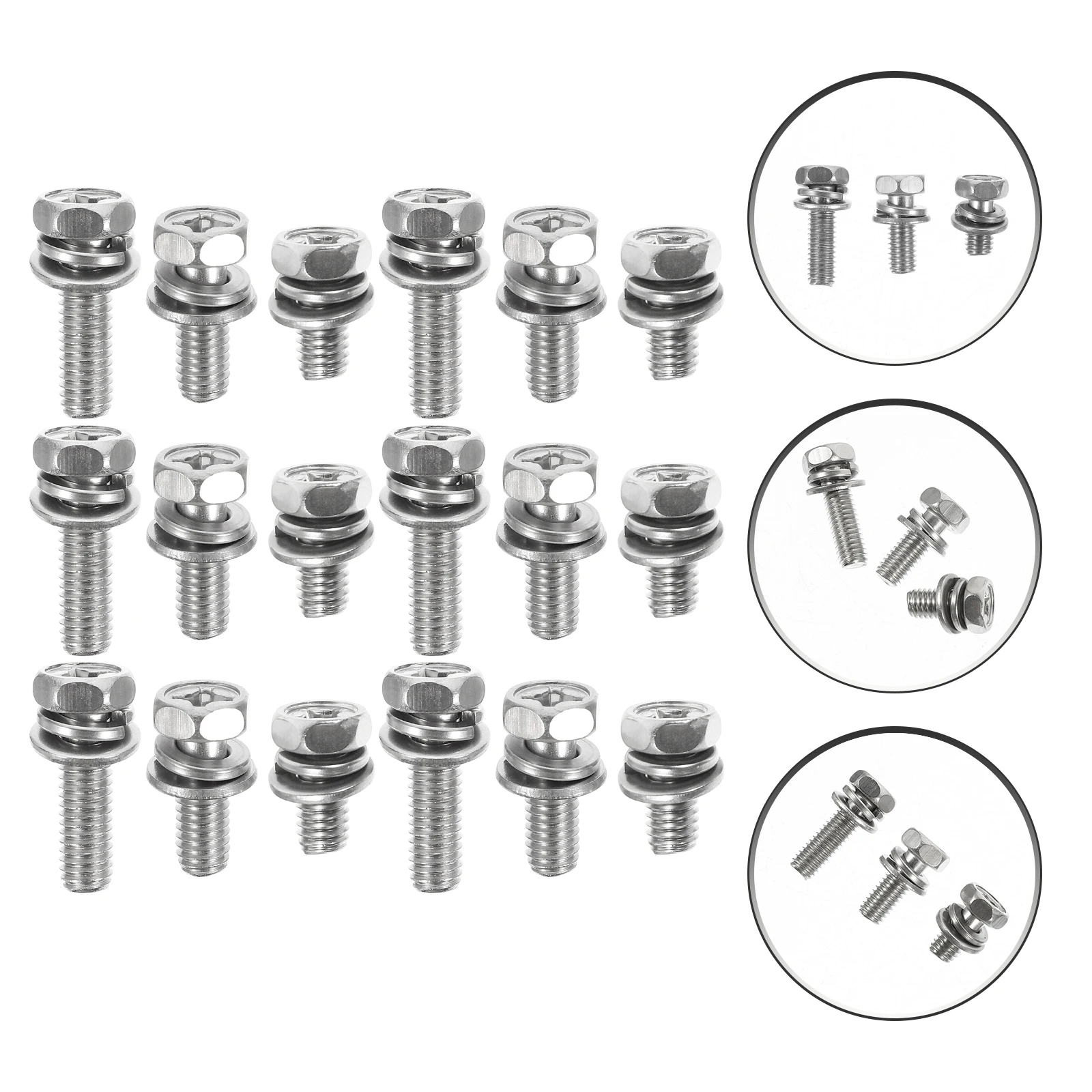18pcs Motorcycle Bolt Kit Stainless Steel Hexagon Bolts Nuts Washers Screws Terminal Pcs Vibration Resistant Smooth