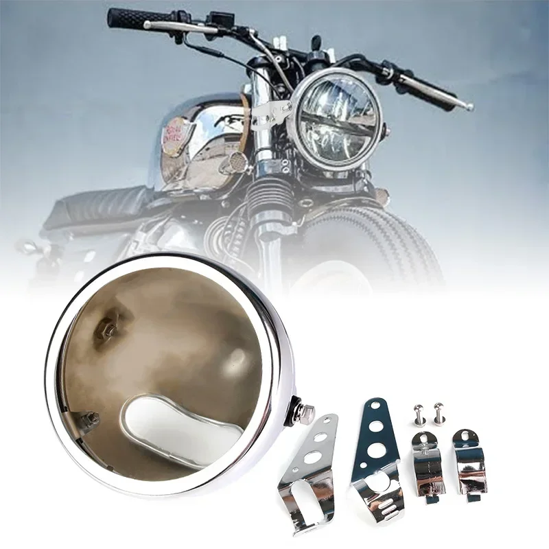 5.75 inch Black/Slive Round Motorcycle 5 3/4